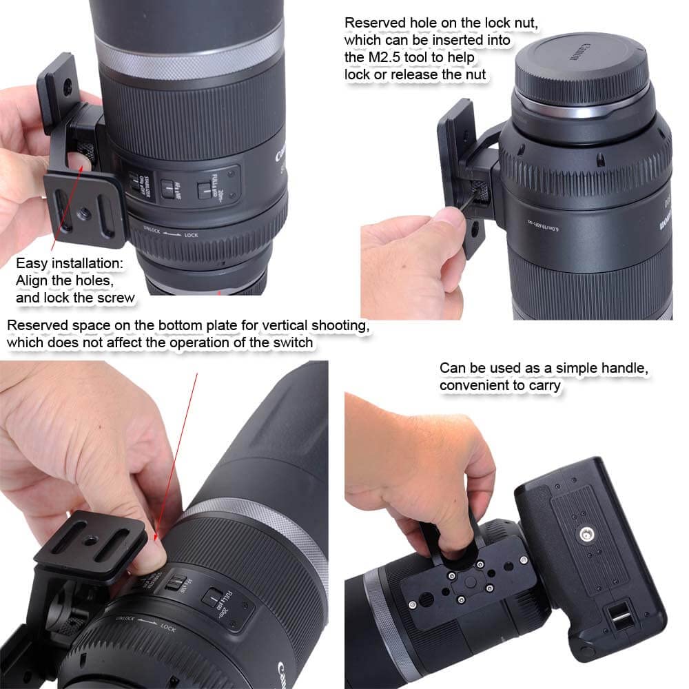 iShoot Lens Collar Foot Stand Tripod Mount Ring Base Compatible with Canon RF 600mm f/11 is STM & RF 800mm f/11 is STM, Support Vertical Shoot, with 2
