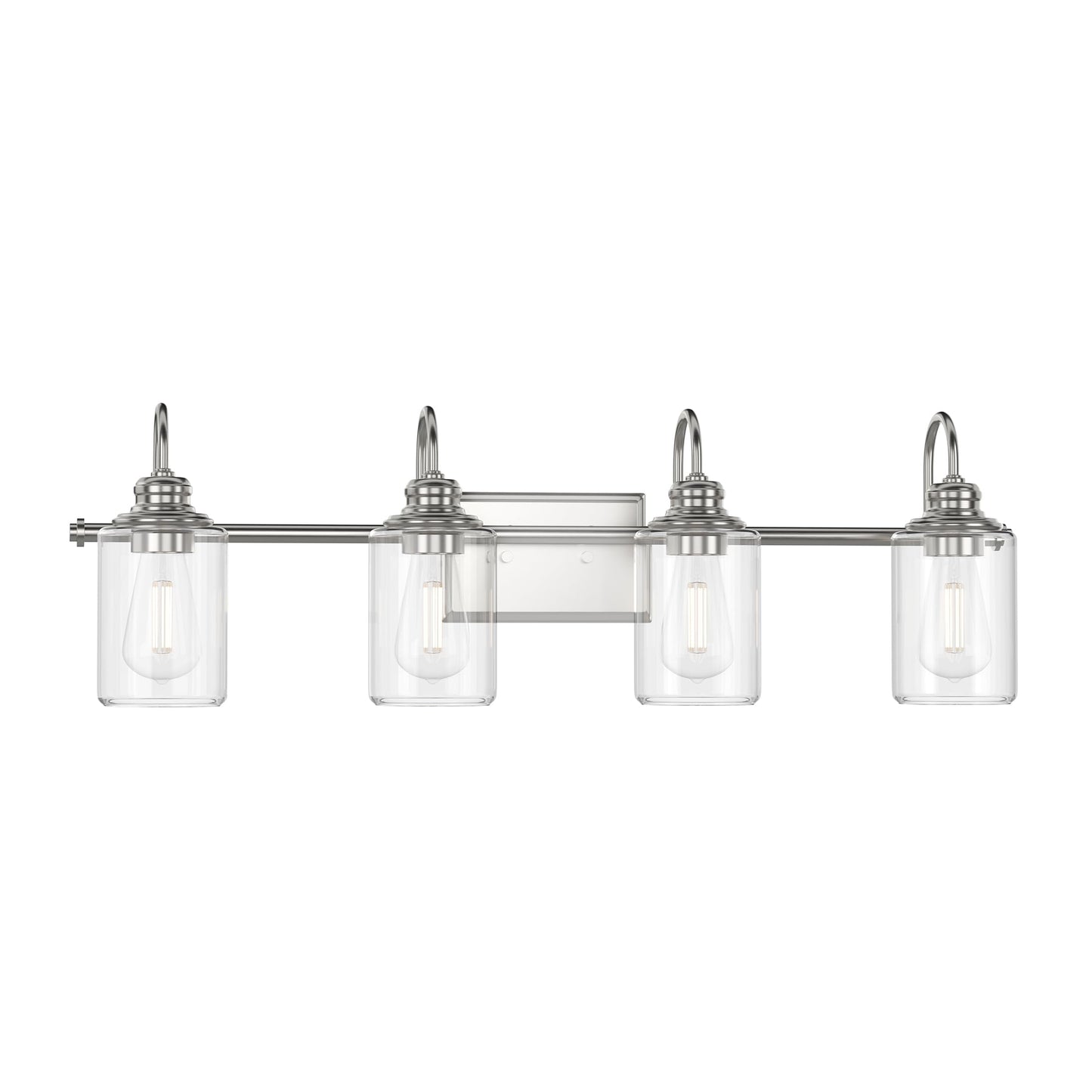 Progress Lighting P300323-009 Transitional Four Light Bath Bracket from Aiken Collection in Pewter, Nickel, Silver Finish,
