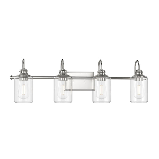 Progress Lighting P300323-009 Transitional Four Light Bath Bracket from Aiken Collection in Pewter, Nickel, Silver Finish,