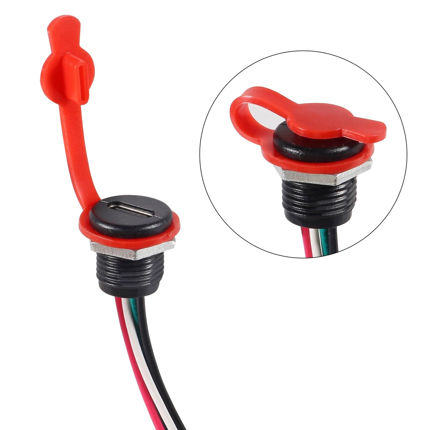 ACEIRMC 12pcs Type-C Female Chassis Waterproof 2P Wire Type USB C Pigtail Cable Extension Power Cable USB-C Plug to 2 Pin Bare Wire Open End Connector