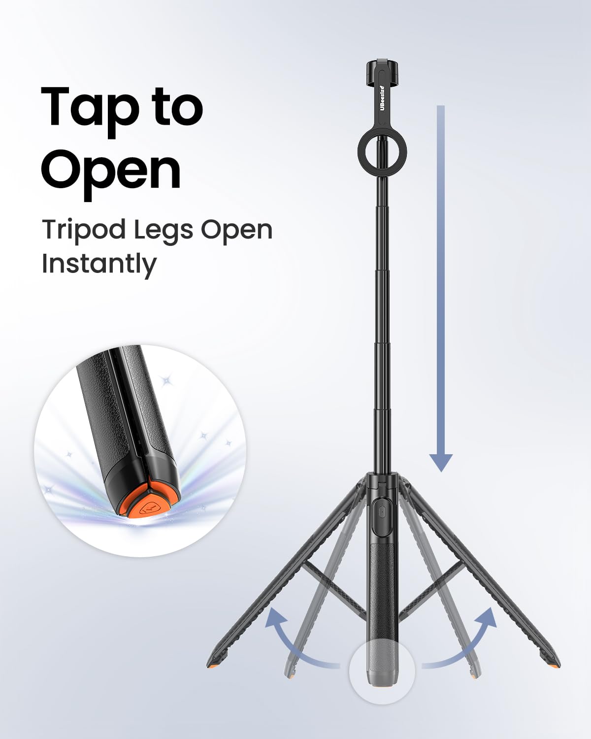 UBeesize 70" Auto-Open Magnetic Tripod for iPhone, MagSafe Selfie Stick with Remote, Portable Phone Stand for Recording, Travel and Vlogging