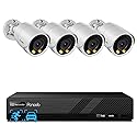 PANOOB Security Camera System PoE, 4X 4MP Wired Bullet IP Cameras Outdoor Built-in Microphone, AI Human Vehicle Detection, 5MP 8CH NVR (NO HDD), Smart