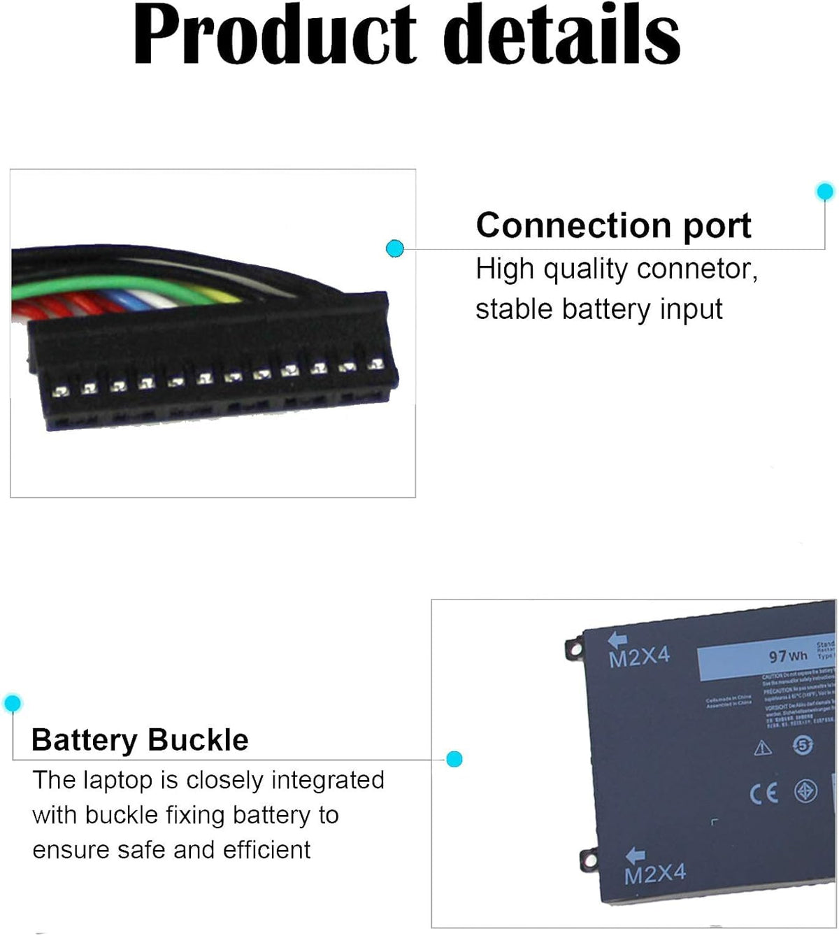 97Wh 6GTPY 6-Cell Li-ion Laptop Battery Compatible with Dell XPS 15 9550