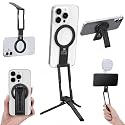 K&F CONCEPT PT02 7mm 59g Magnetic Phone Stand, Foldable Selfie Stick for iPhone, Dual-Sided Magnets Mini Tripod Pocket Cell Phone Stand with Hook