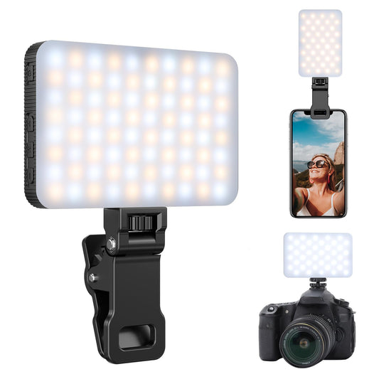 King Ma Portable Selfie Phone Light, 3 Modes LED Clip on Light Rechargeable Video Light for Phone Pictures, TikTok Vlog, Computer Laptop Video