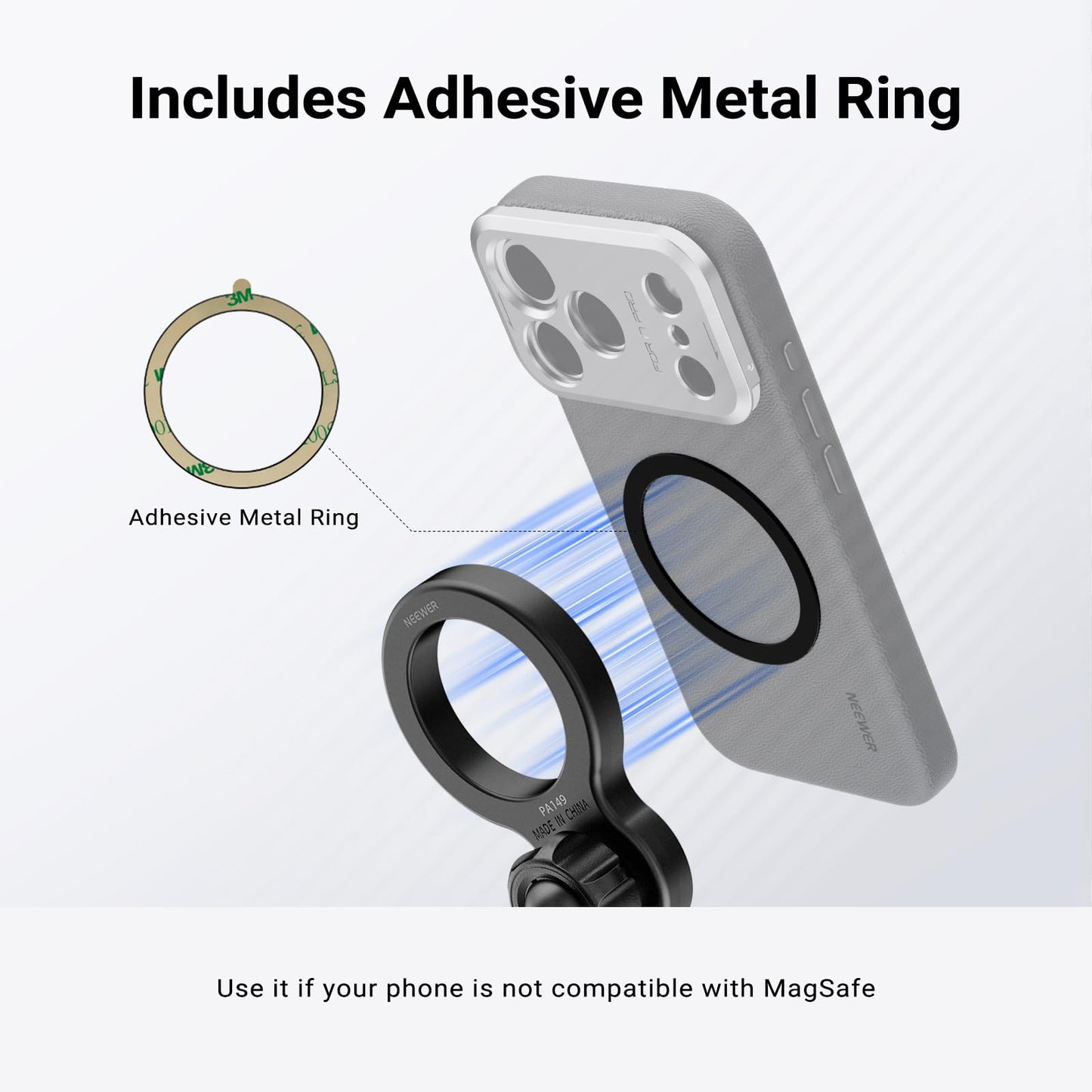 NEEWER Basics Magnetic Phone Tripod Mount Adapter, 360° Ball Head Aluminum Compact Lightweight Portable Phone Holder Attachment Compatible