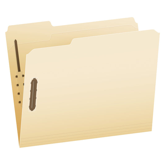 Pendaflex Fastener File Folders, 2 Fasteners, Pockets with Prongs, File Organizers for School, Home and Office, Letter Size, Manila, 1/3 Cut Tabs, in