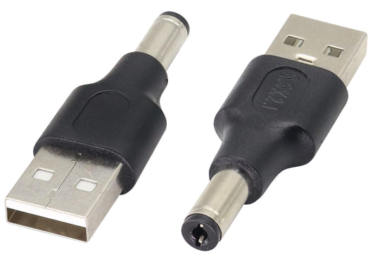 AAOTOKK (2 Pack 5V DC to USB Adapter DC5.5 × 2.1 mm Power Converter Plug USB 2.0 A Male to DC 5.5×2.1mm Male DC Barrel Power Plug Charger Cord…
