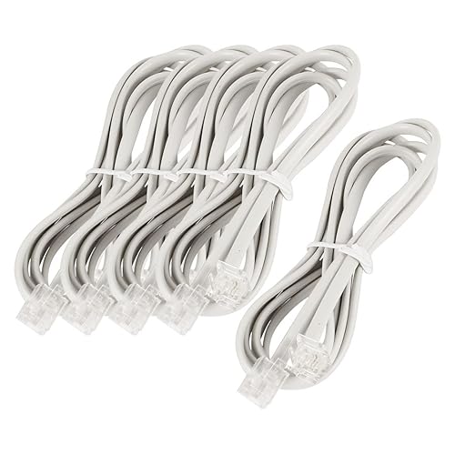 Uxcell a14042200ux0008 M/M Flat Telephone 4.6mm Width Cable Cord (Pack of 5)
