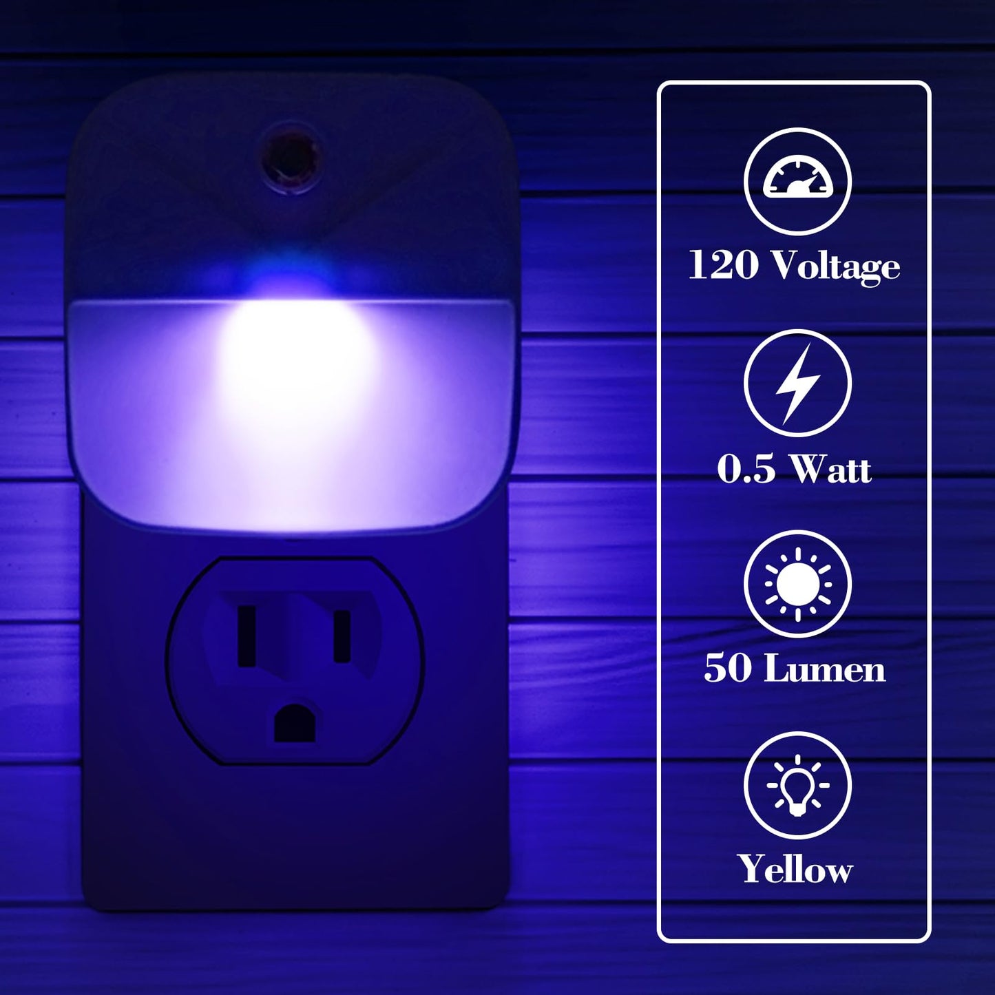 KINUR 6 Pack LED Blue Night Light Plug in, Dusk to Dawn Sensor Automatic on and Off, Energy efficient, Soft Glow nightlights for Kids, Nursery