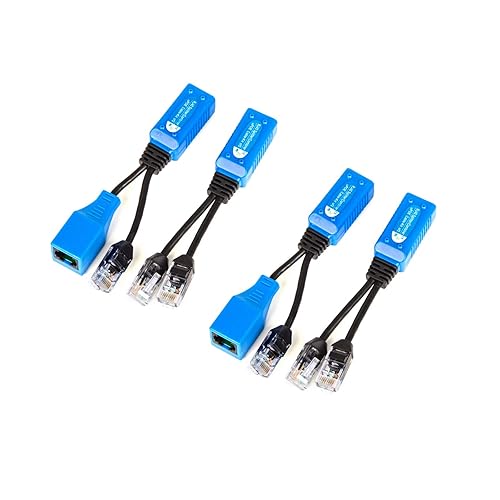 XENOCAM 2 Pair RJ45 Ethernet Cable Combiner/Splitter Sharing Kit 2-in-1 (2 Cameras Over 1 Cable) Cat5e PoE Power/Data Transmission Adapter for 4 x