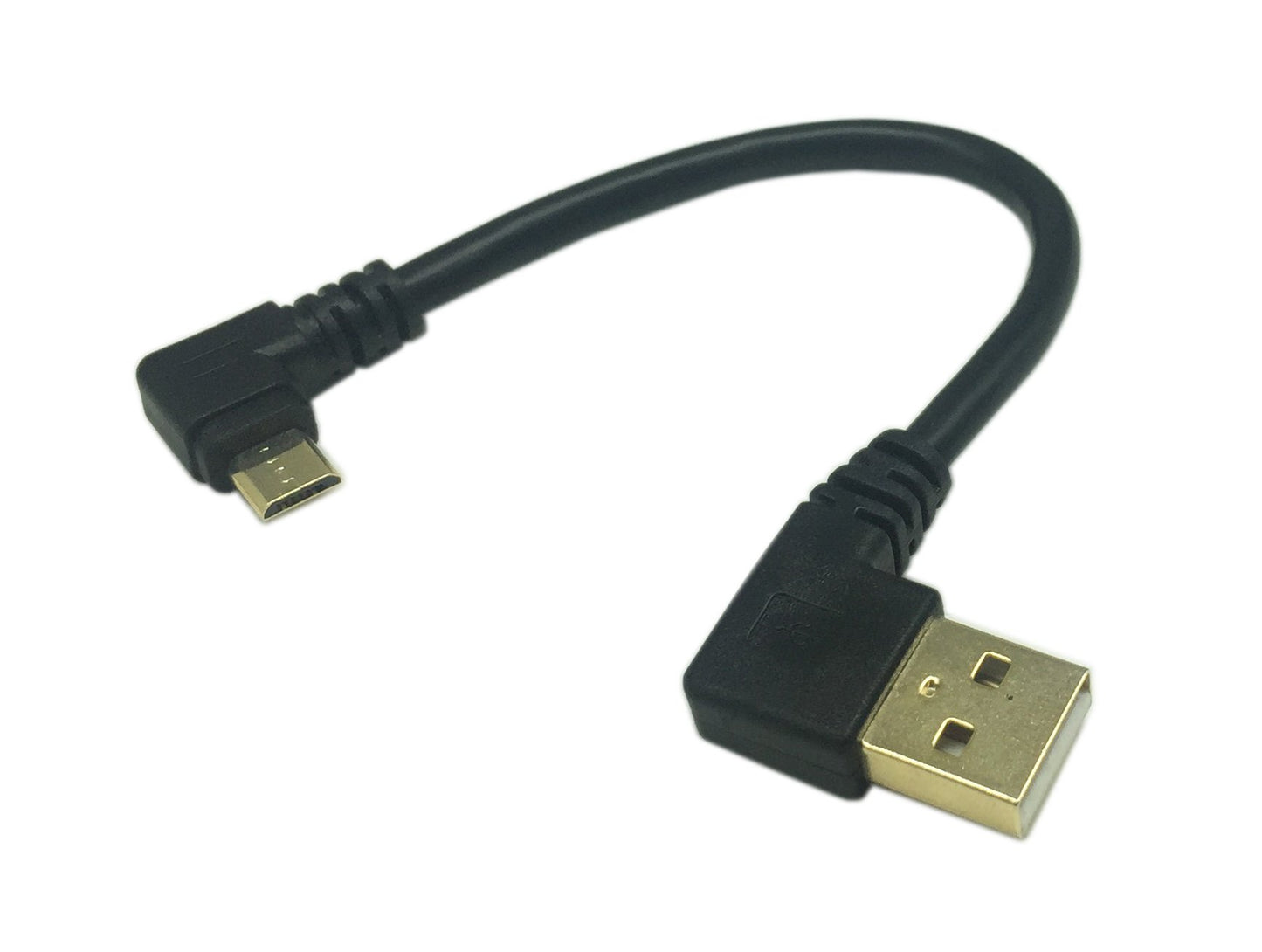 CERRXIAN 15cm 6inch Micro USB Short Cable Combo Gold Plated Left & Right Angle Micro USB 5 Pin Male to USB 2.0 Type A Left Angle Male Data Sync