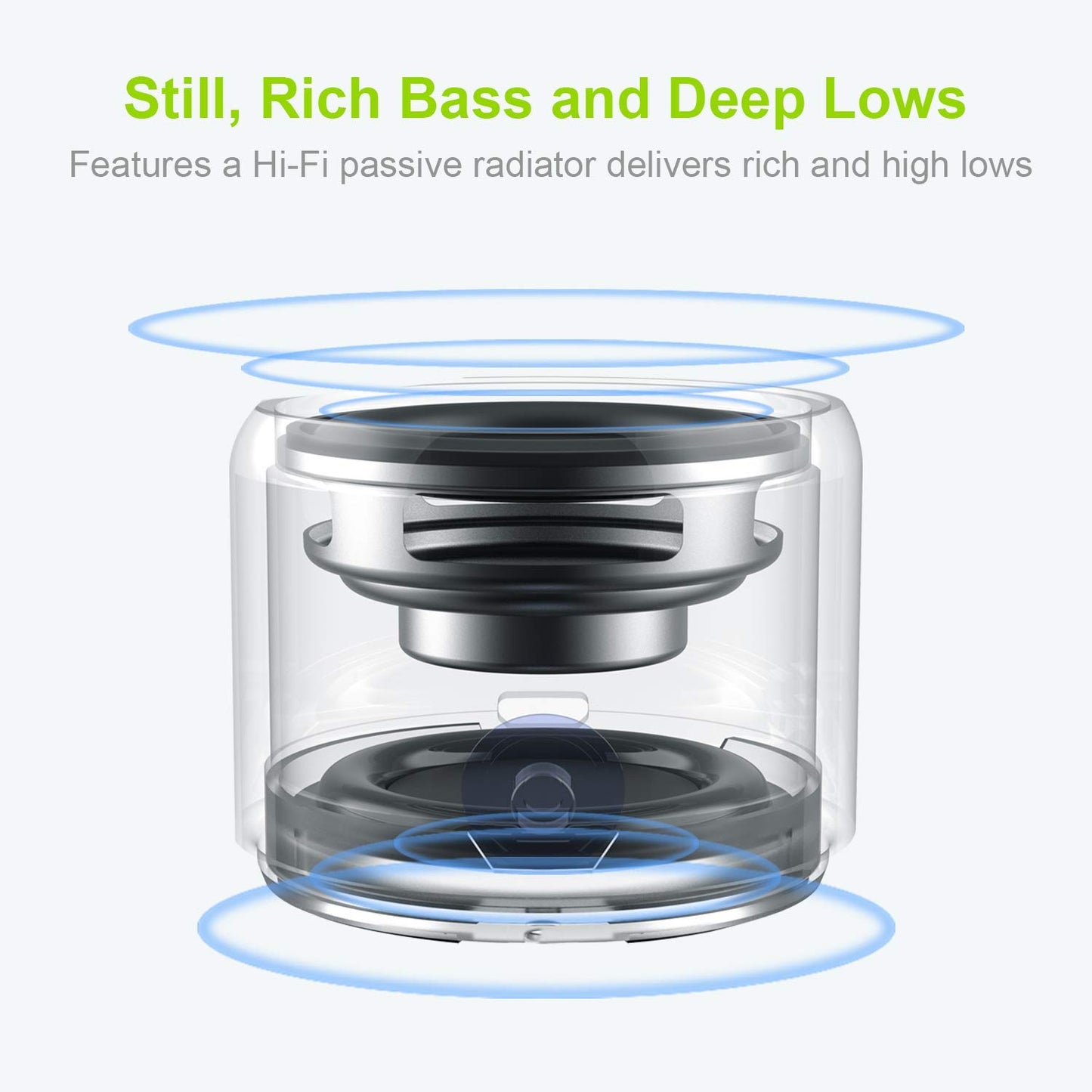EWA Travel Case Packed, A106 Pro Portable Bluetooth Speaker with Custom Bass Radiator, Brief Design, IP67 Waterproof, Perfect Mini Speaker for Shower