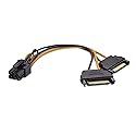 Atneway 6 Pin PCIe to Dual SATA 15 Pin Male Power Cable, 2X 15-Pin SATA Male to 6 Pin PCI-Express Female Video Card Power Adapter Cable (20CM/8inch)