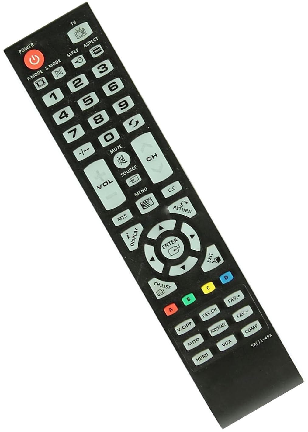 SRC11-49A SRC1149A TV Remote Control Compatible for Seiki TV Sc322ti, Sc402TT