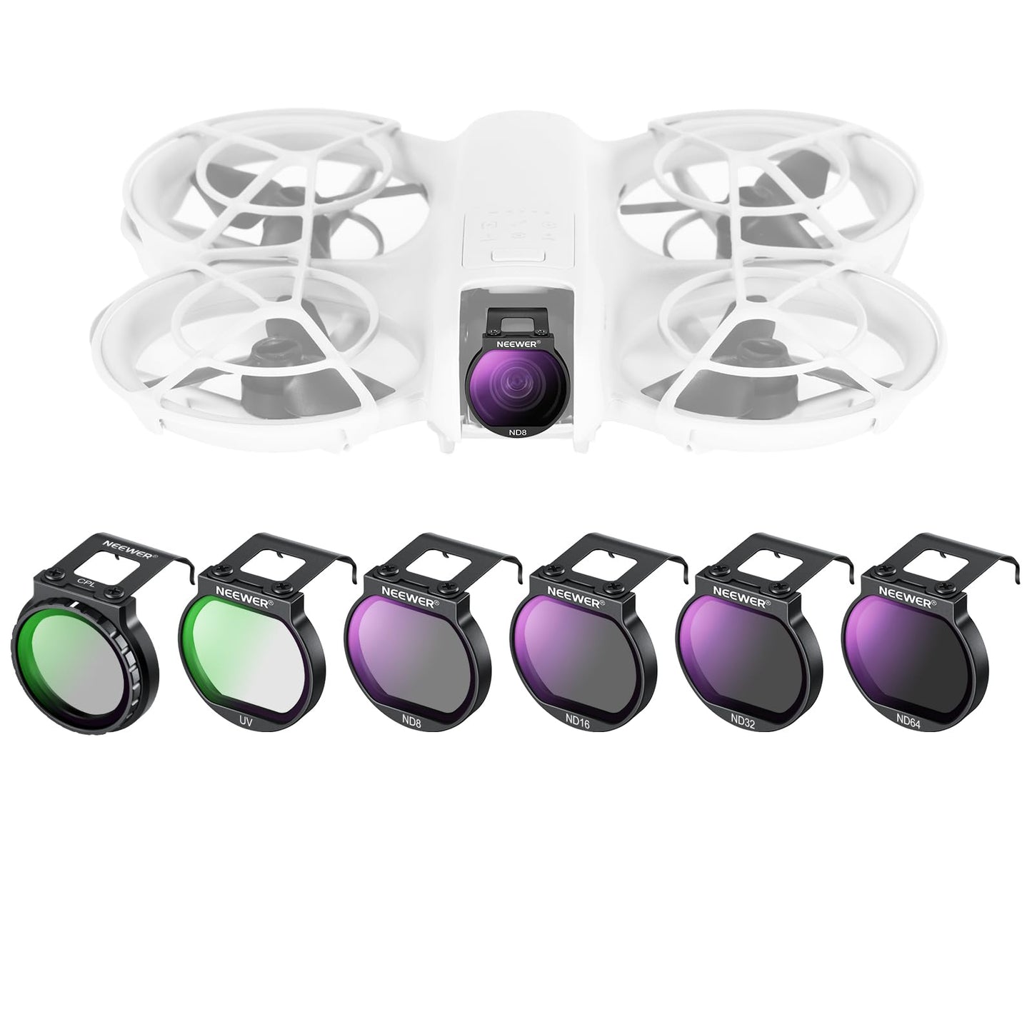 Neewer ND Filter Set Compatible with DJI NEO, 6 Pack ND8/ND16/ND32/ND64/CPL/UV Neutral Density Circular Polarizer Drone Accessories Slim Multicoated