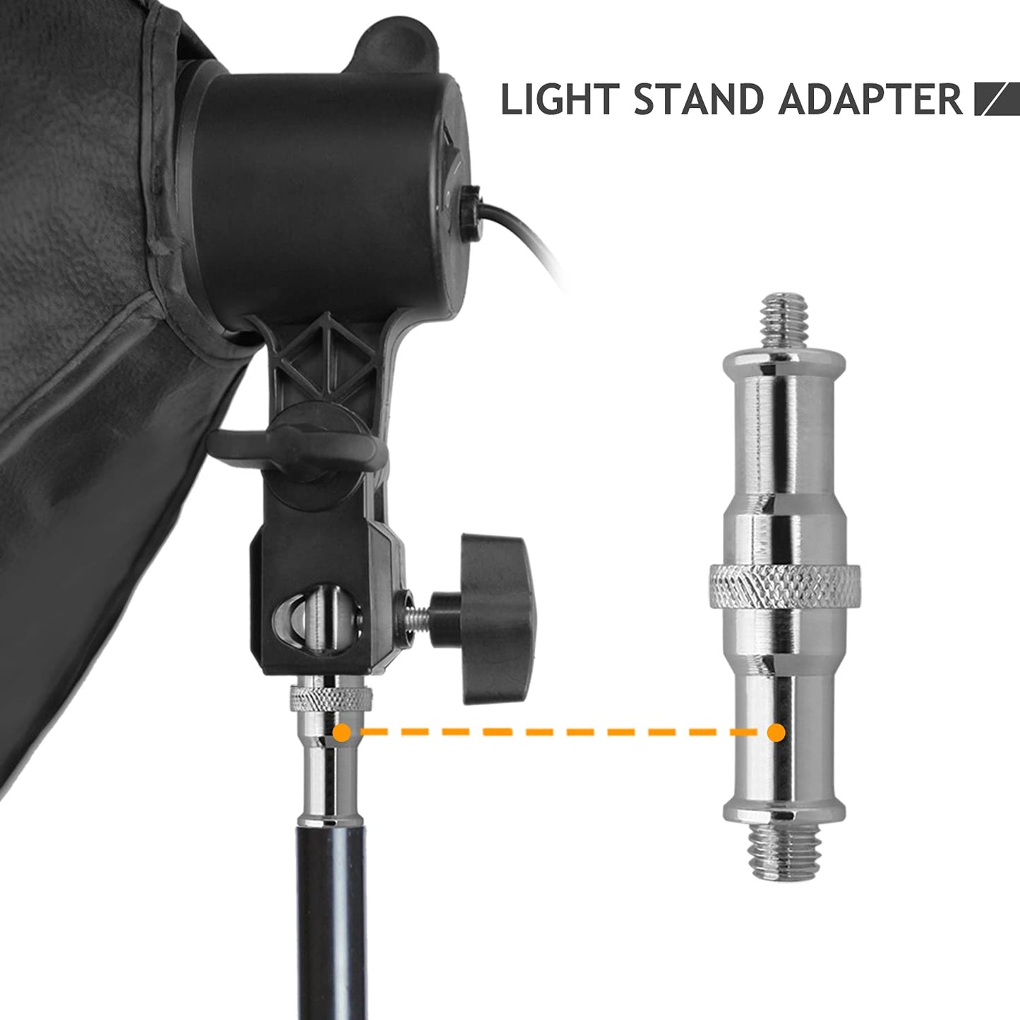 2 Pcs Light Stand Adapter, Spigot Stud 1/4" to 3/8" Metal Male Convertor Threaded Screw Adapter for Studio Light Stand, Camera Tripod Mount