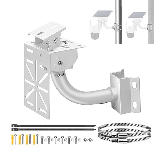 SamIdea Security Camera Solar Panel Mount, 2-in-1 Aluminum Alloy Bracket for Corner & Pole, Heavy Duty Waterproof Rust-Proof Mount Kit for CCTV
