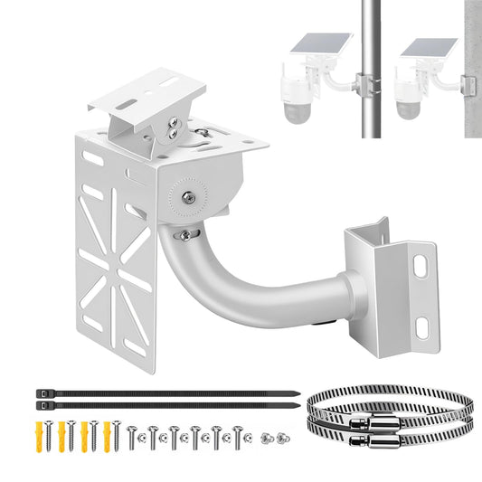 SamIdea Security Camera Solar Panel Mount, 2-in-1 Aluminum Alloy Bracket for Corner & Pole, Heavy Duty Waterproof Rust-Proof Mount Kit for CCTV