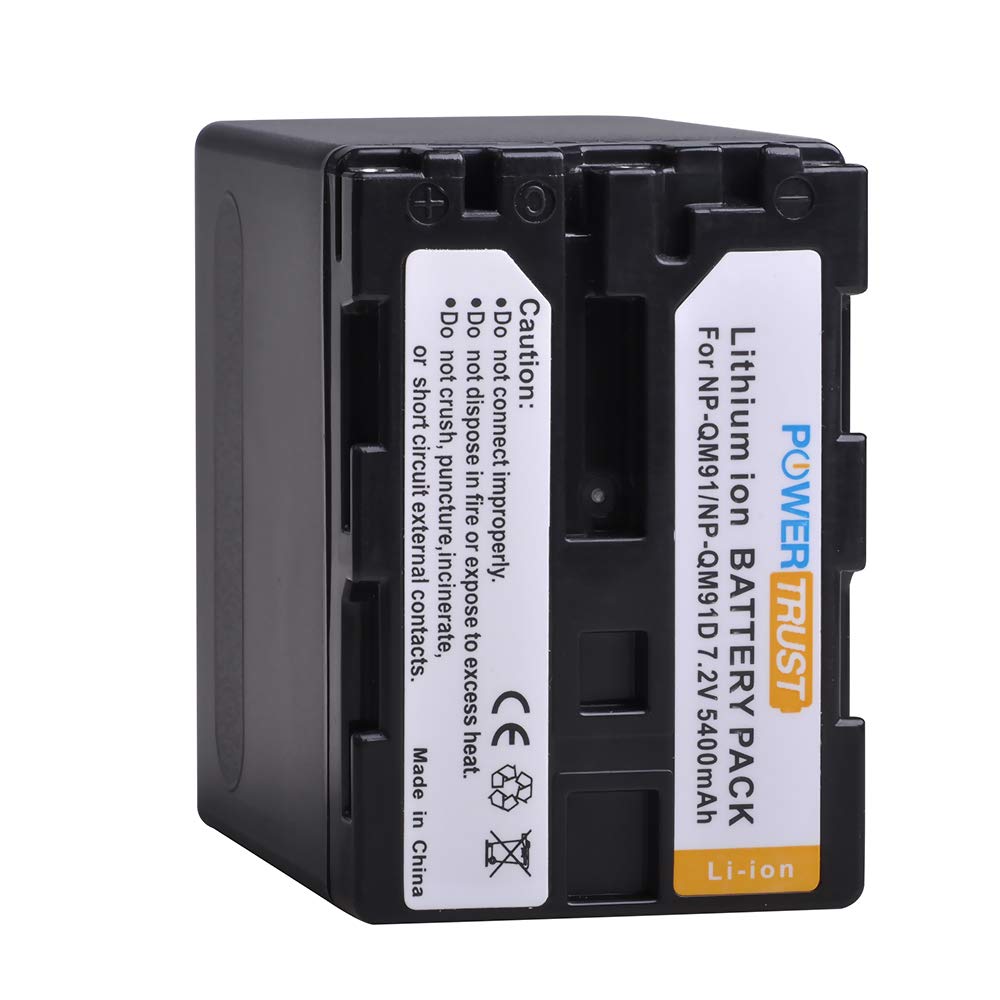 PowerTrust 1Pack 5400mAh NP-QM91D QM91D Battery and LCD USB Charger for Sony NP-QM71D NPQM91D NP-FM50 NP-QM71 NP-FM70 NP-FM90 CCD-TRV328 338
