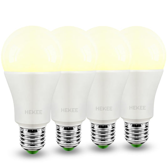 HEKEE Dusk to Dawn Sensor Light Bulbs LED A19 900 Lumens, Outdoor Porch Lights, 60 Watt Equivalent, Warm White 2700K Soft White Security Bulb(Auto