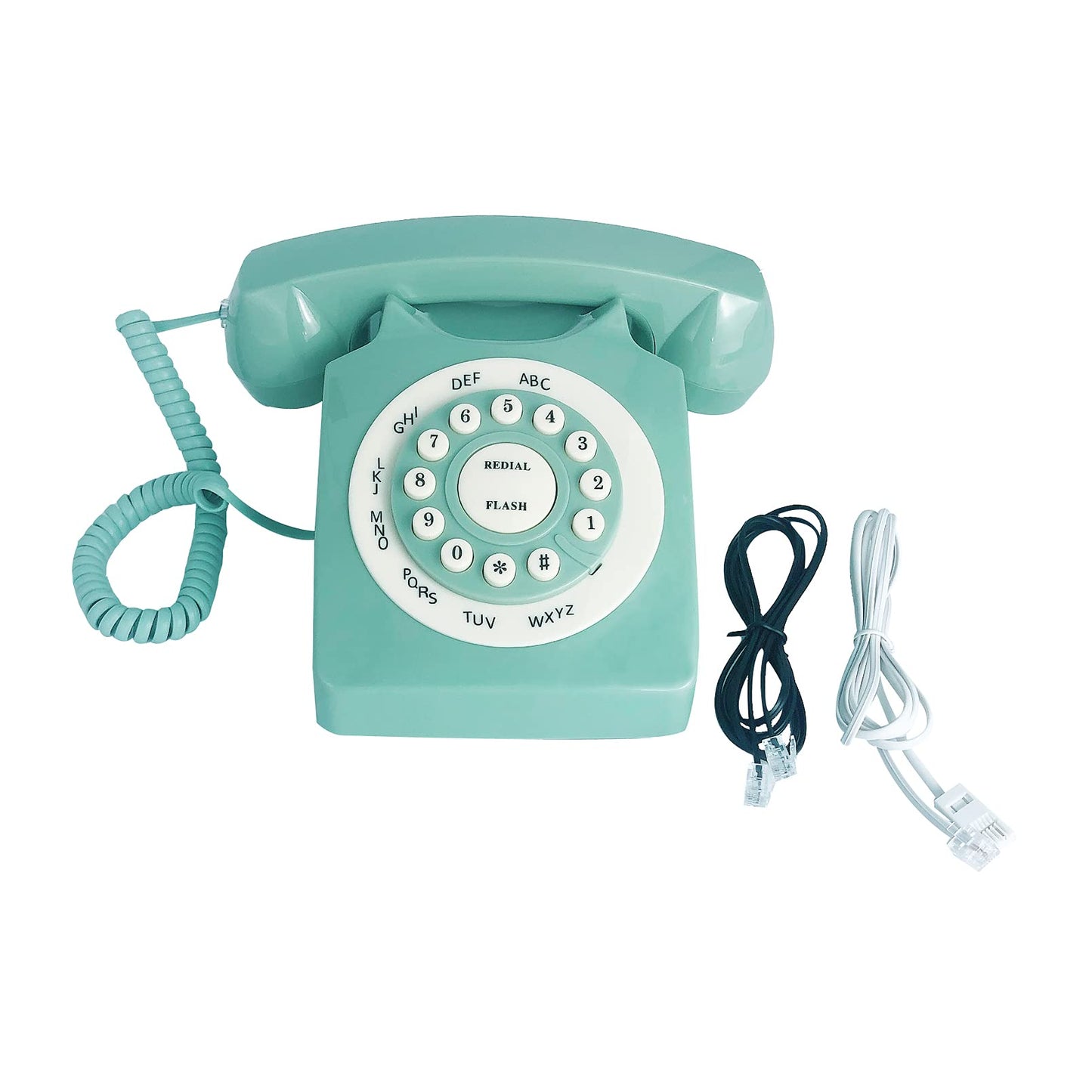 Benotek Beneno Retro Landline Telephone Green Classic Rotary Design Old Fashioned Corded Desk Phone with Ringer for Home and Office, Basic 80s Phones