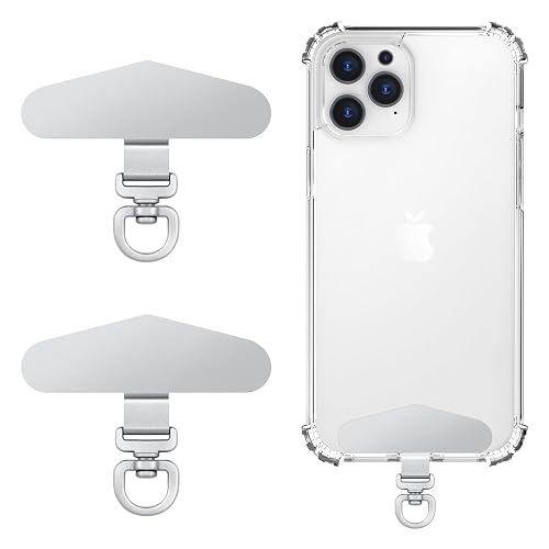 MoKo 2 Pack Metal Phone Tether Tabs, Rotatable 360° Phone Lanyard Patch, Triangle Tether Tab for Most Full Coverage Cases, Universal Cellphone Strap