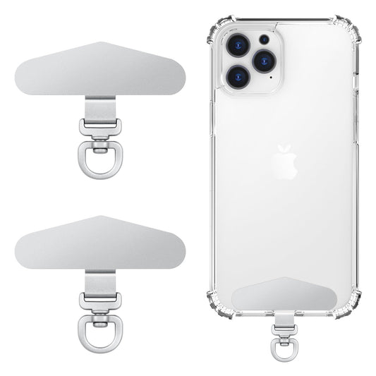 MoKo 2 Pack Metal Phone Tether Tabs, Rotatable 360° Phone Lanyard Patch, Triangle Tether Tab for Most Full Coverage Cases, Universal Cellphone Strap