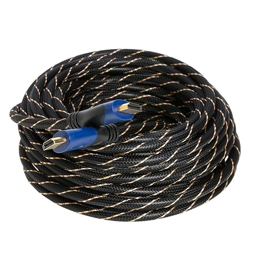 50FT Gold Plated HDMI Cable with Audio & Ethernet Return Channel, v 1.4, 1080P FHD, Compatible with TV, DVD, PS4, Xbox, Bluray
