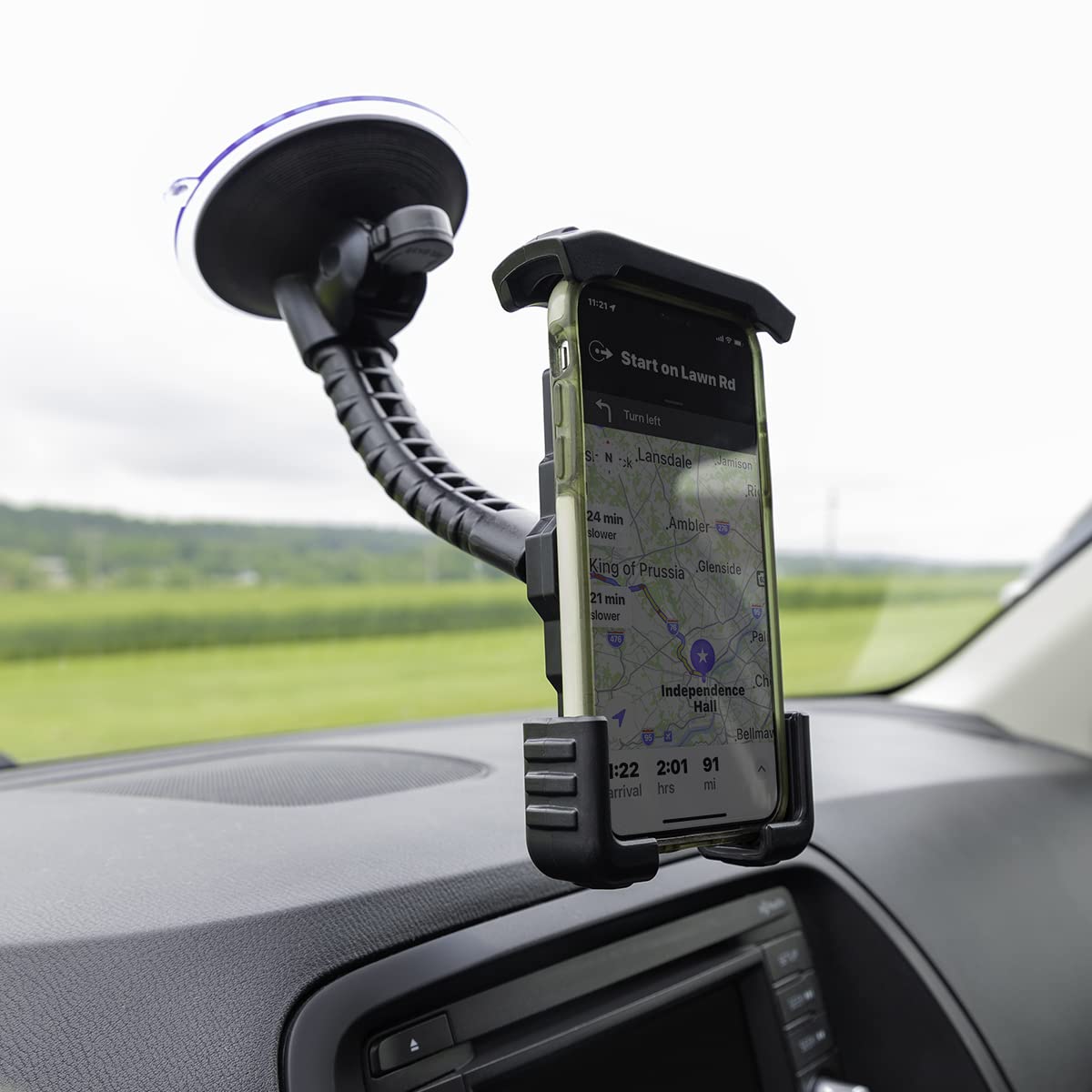 Cummins Windshield Phone Mount CMNWSPH - Suction Cup Phone Holder for Car or Truck Window or Dash Universal Fit - Black