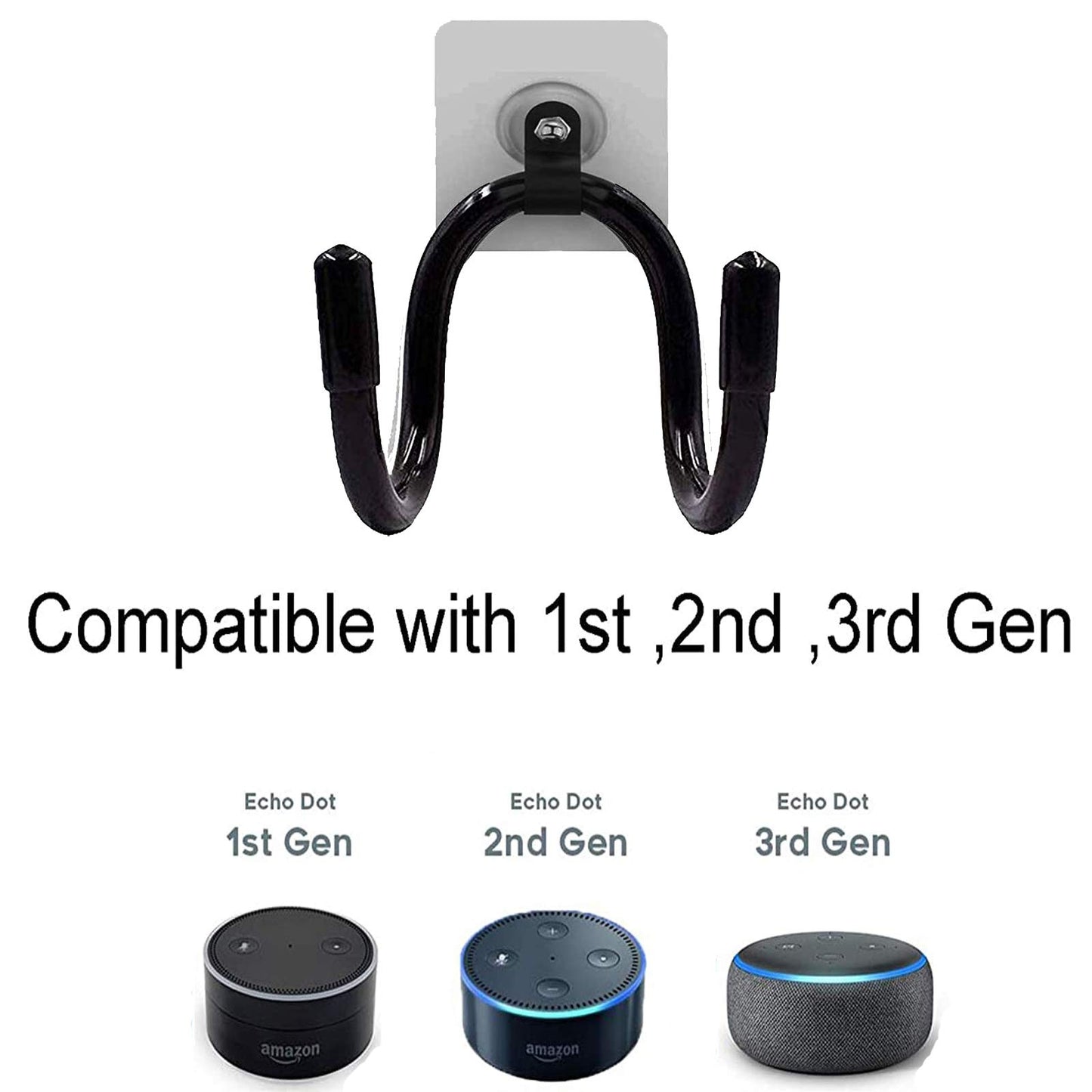 Pmsanzay 1 Pack Adjustable Solid Metal Wall Mount Stand Holder Stand Bracket Hanger Stand for Echo Dot (1st Gen) Echo Dot (2nd Gen) Echo Dot (3rd Gen)