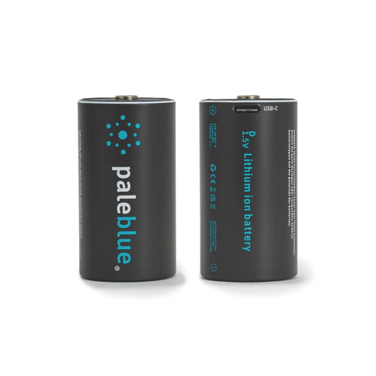 Paleblue 2-Pack USB Rechargeable D Lithium Batteries, Recharge over 1000 Times, 7400 mAh