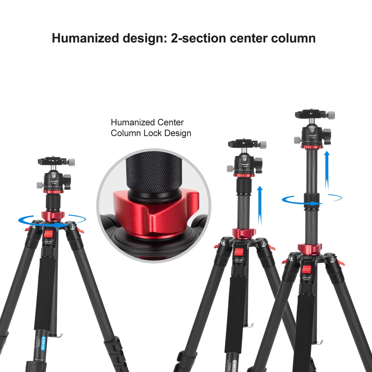 CAVIX Professional 62" Carbon Fiber Camera Tripod, Tripod & Monopod 2 in 1, Lightweight Travel Tripod with 360° Ball Head, Arca Quick Release, 22lb
