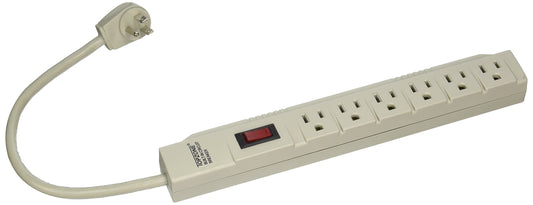 Topzone T-Type Style 06-TZN7896 6 Outlet Power Strip (White, 1.5 Feet)