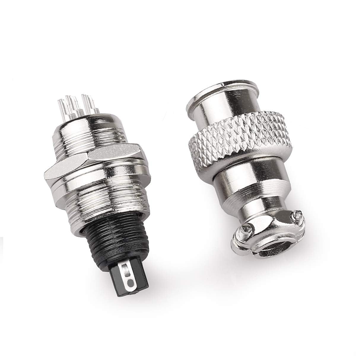 DIYhz GX16 6 Pins Panel Metal Mount Circular Metal Aviation Connector Adapter Male Female Plug Socket with Waterproof Cap (10 Pcs)
