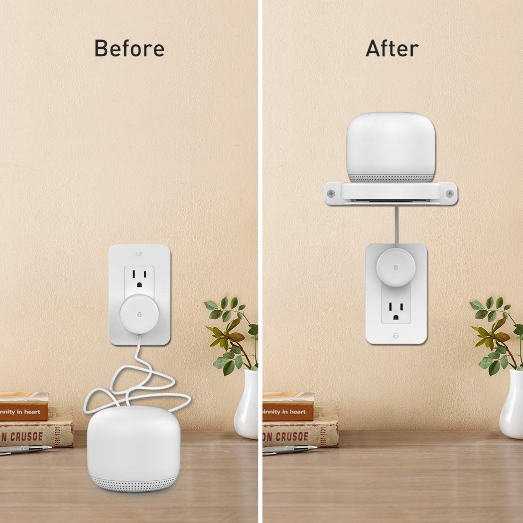 Delidigi 3 Pack ABS Wall Mount Compatible with Nest WiFi Router- AC2200 Bracket Holder Shelf for Nest WiFi Point [Built-in Cable Management](3 Pack