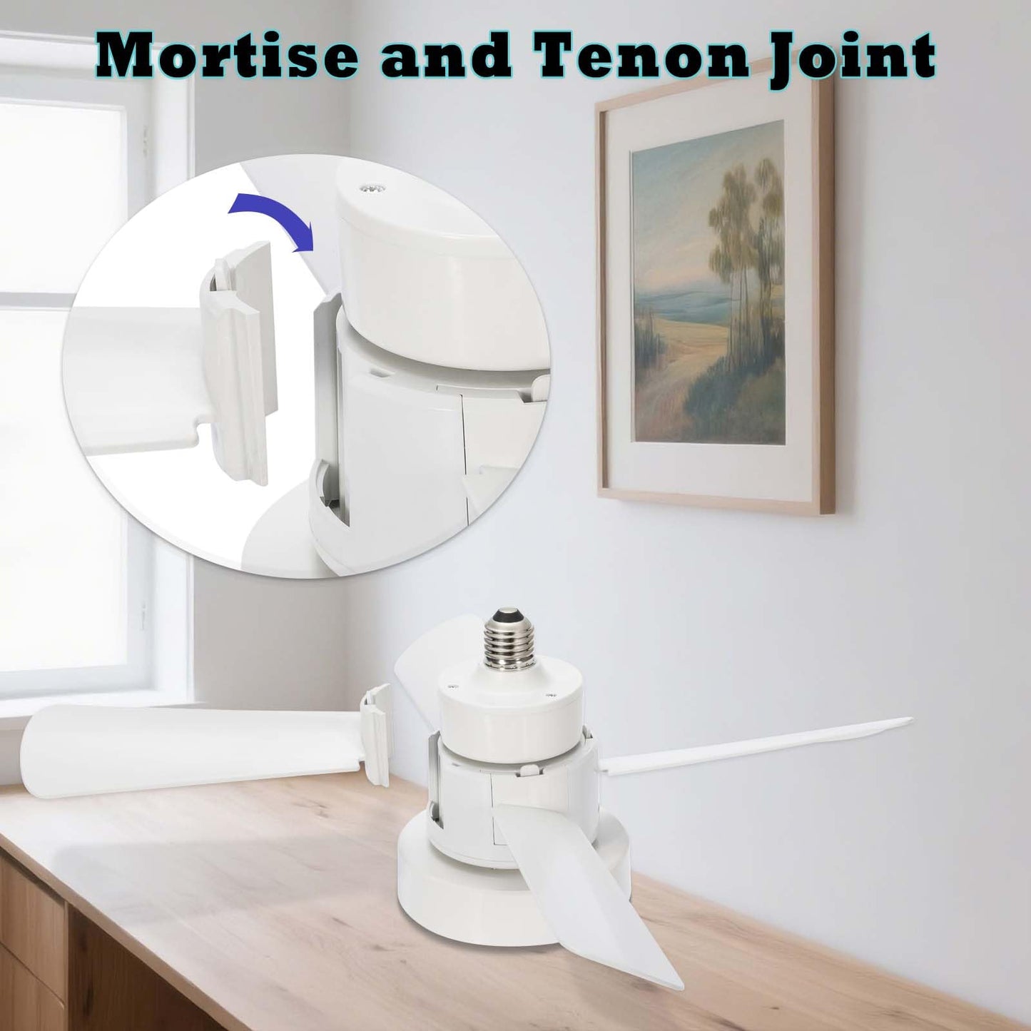 Yaoten Socket Fan Light with Remote, Dimmable LED Ceiling Fan (3000K-6500K), 3 Speed Choices, E26 Base Mini Fan Light for Bedroom, Kitchen, Garage