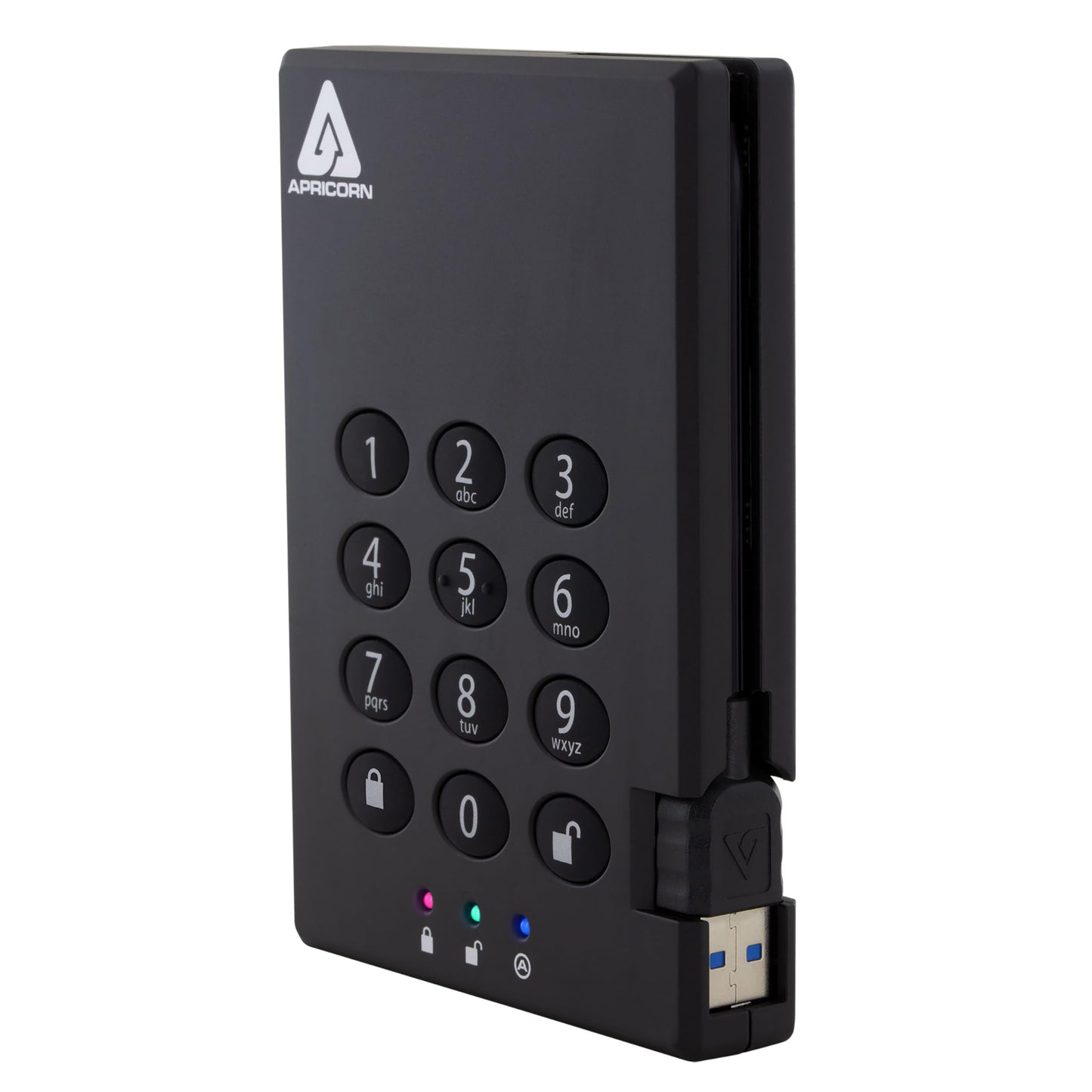 Apricorn 500GB Aegis Padlock USB 3.0 256-bit AES XTS Hardware Encrypted Portable External Hard Drive (A25-3PL256-500)