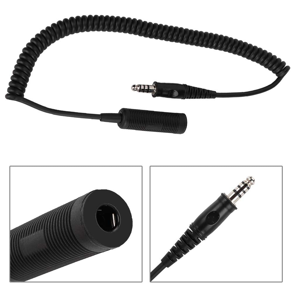 ASHATA Helicopter Headphone Extension Line Cable, U-92A/U to U-174/U Helicopter Headphone Extension Line Cable for Helicopter/Military, U-92A/U…