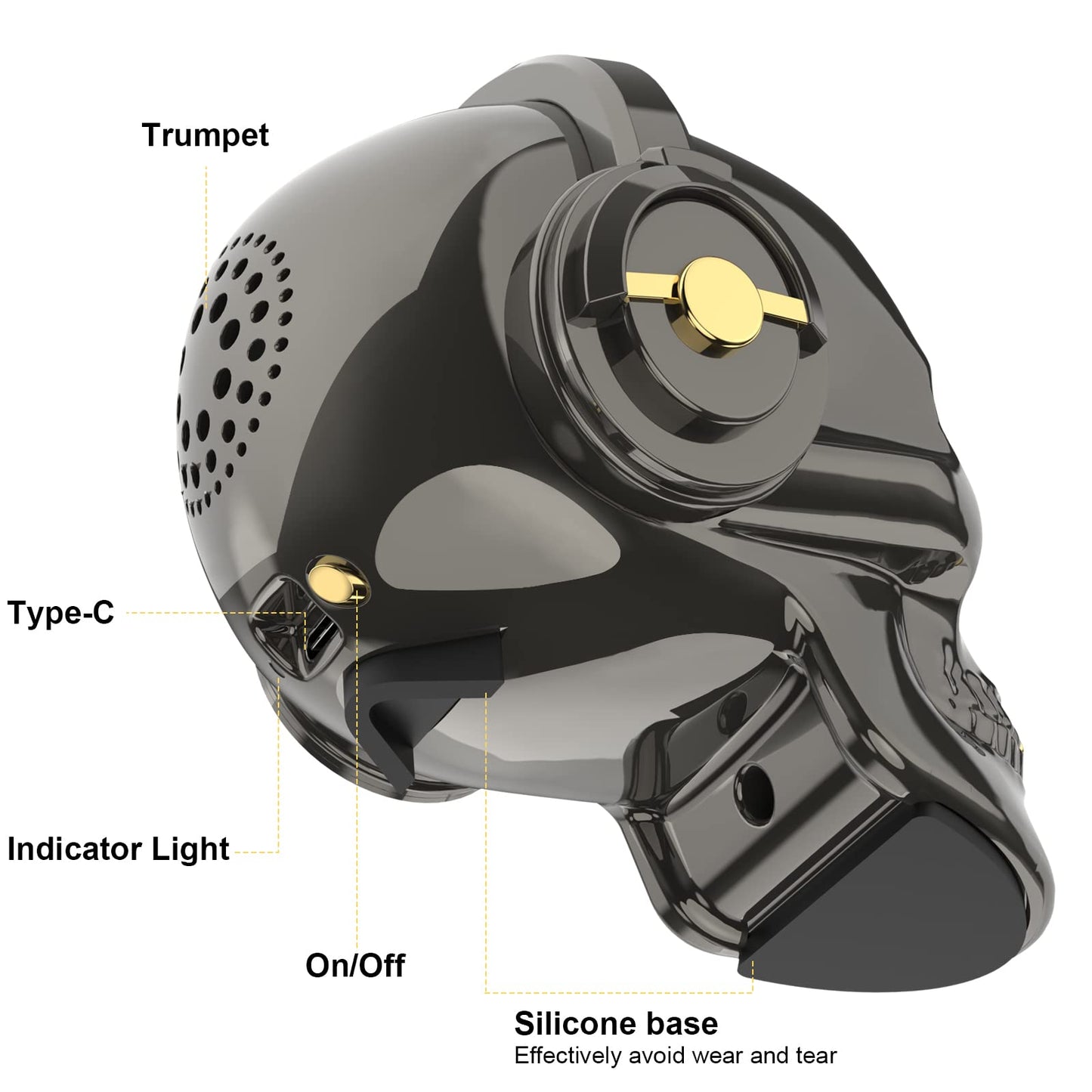YSEECHENS Skull Bluetooth Speaker Novelty Skeleton Unique Wireless Portable Speakers with Eyes Lights Halloween Decoration (Gray)