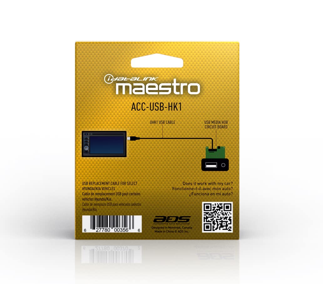 MAESTRO iDatalink Acc-USB-HK1 Factory to USB to Male USB Adapter Compatible with Hyndai Kia