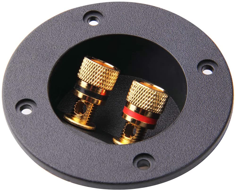 BlueMart 3" Round 2-Way Binding Post Screw Cup Connector Speaker Box Terminal Cup (Black - 4pcs)