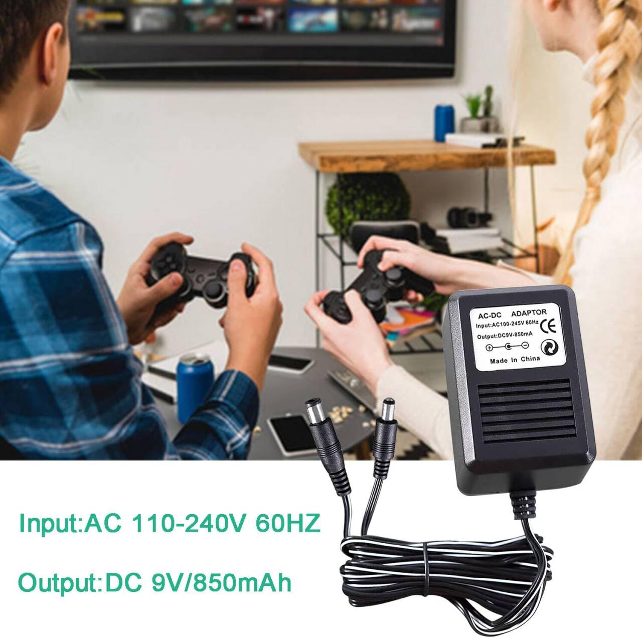 Super Nintendo/SNES/NES/Genesis AC Adapter with NES/SNES Power Cord