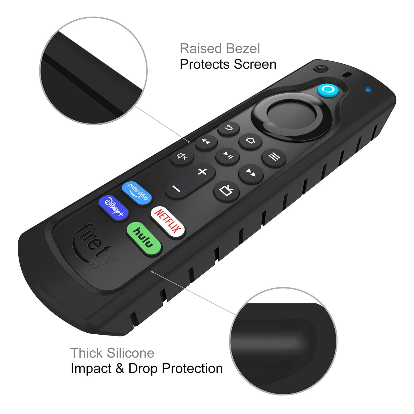 CaseBot Remote Case for Fire TV Stick HD/4K/4K Max (1st Gen)/Fire TV Stick (3rd Gen)/Lite - Anti-Slip Shockproof Silicone Cover for Alexa Voice Remote