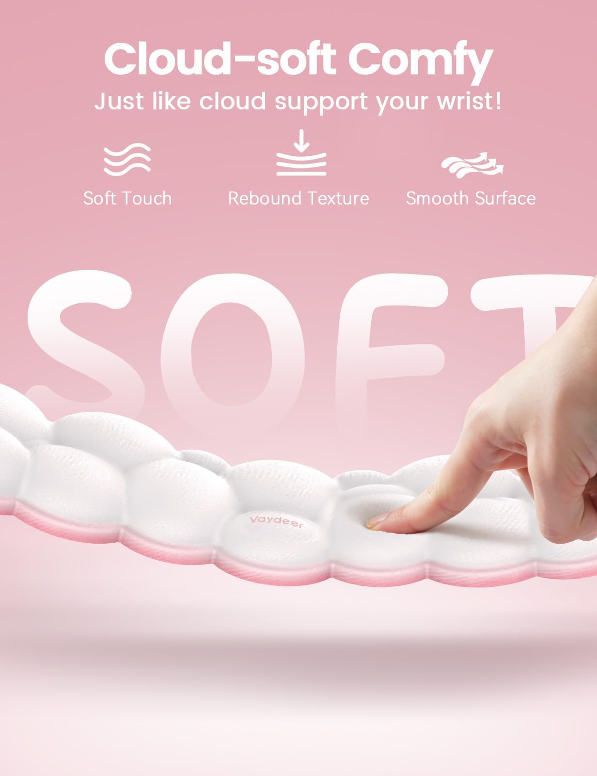 Vaydeer Cloud Keyboard Wrist Rest Set - Ergonomic Memory Foam Wrist Pad for Computer, Laptop & Gaming, Non-Slip Cute Desk Accessories