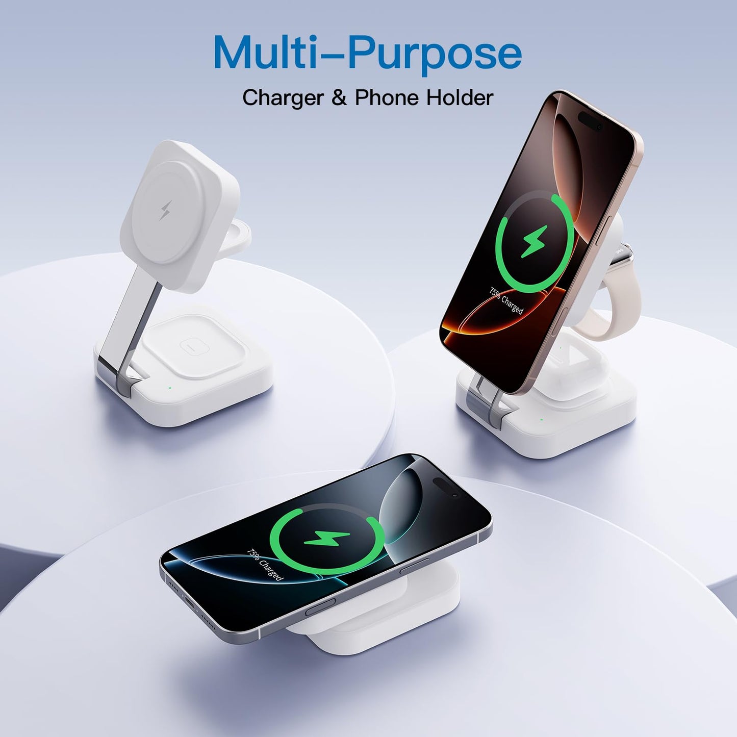 RYND 2026 Traveling Wireless Mag-Safe Fast Charging Station,Magnetic 3 in 1 Charger with iPhone 17 16 15 14 13 12 Pro Max Plus,Apple Watch Series