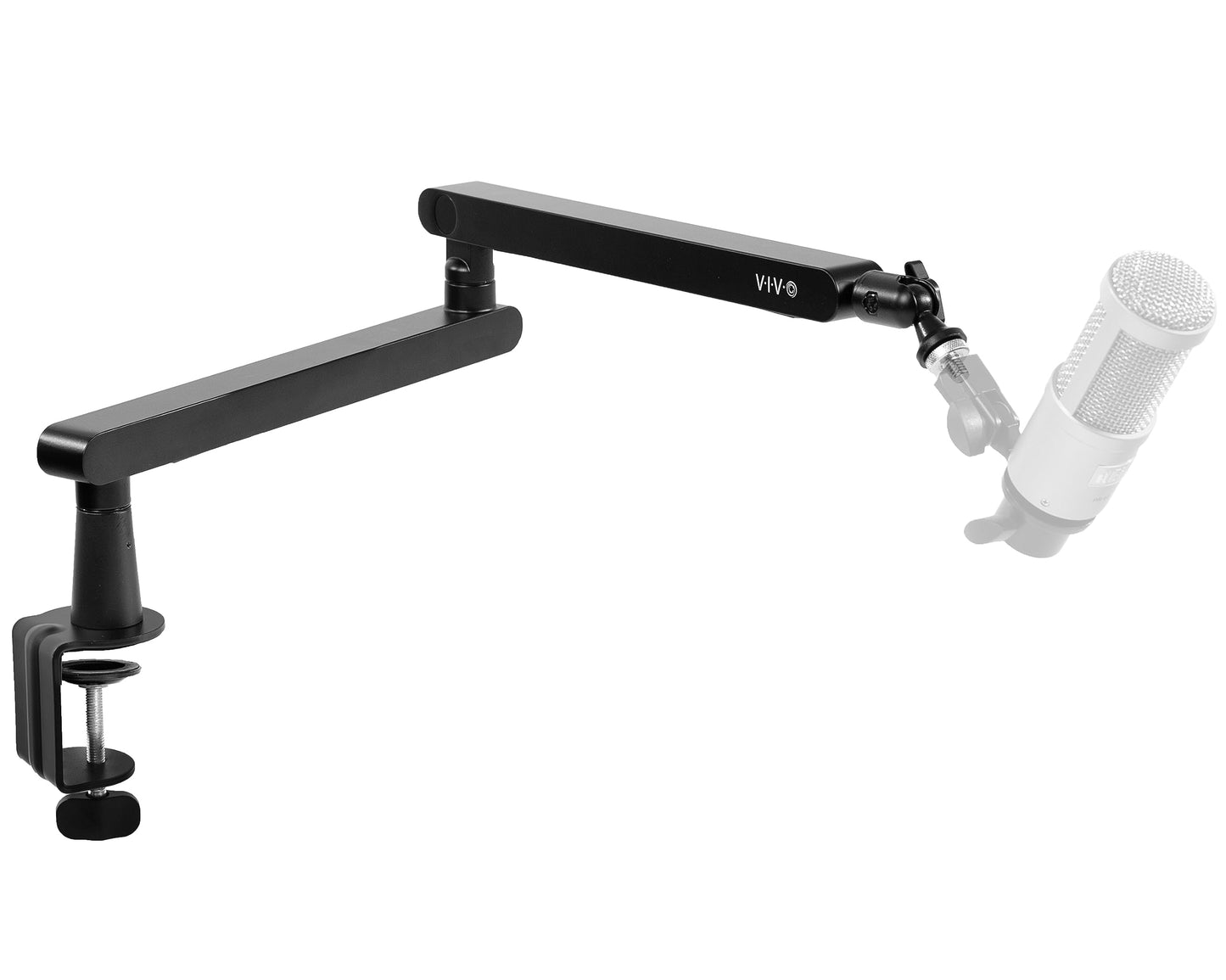 VIVO Low Profile Broadcast/Podcast Microphone Boom Arm Stand with 3/8 and 5/8 inch Screw Adapter, Heavy Duty Desk Mount, Professional Mic Stand with