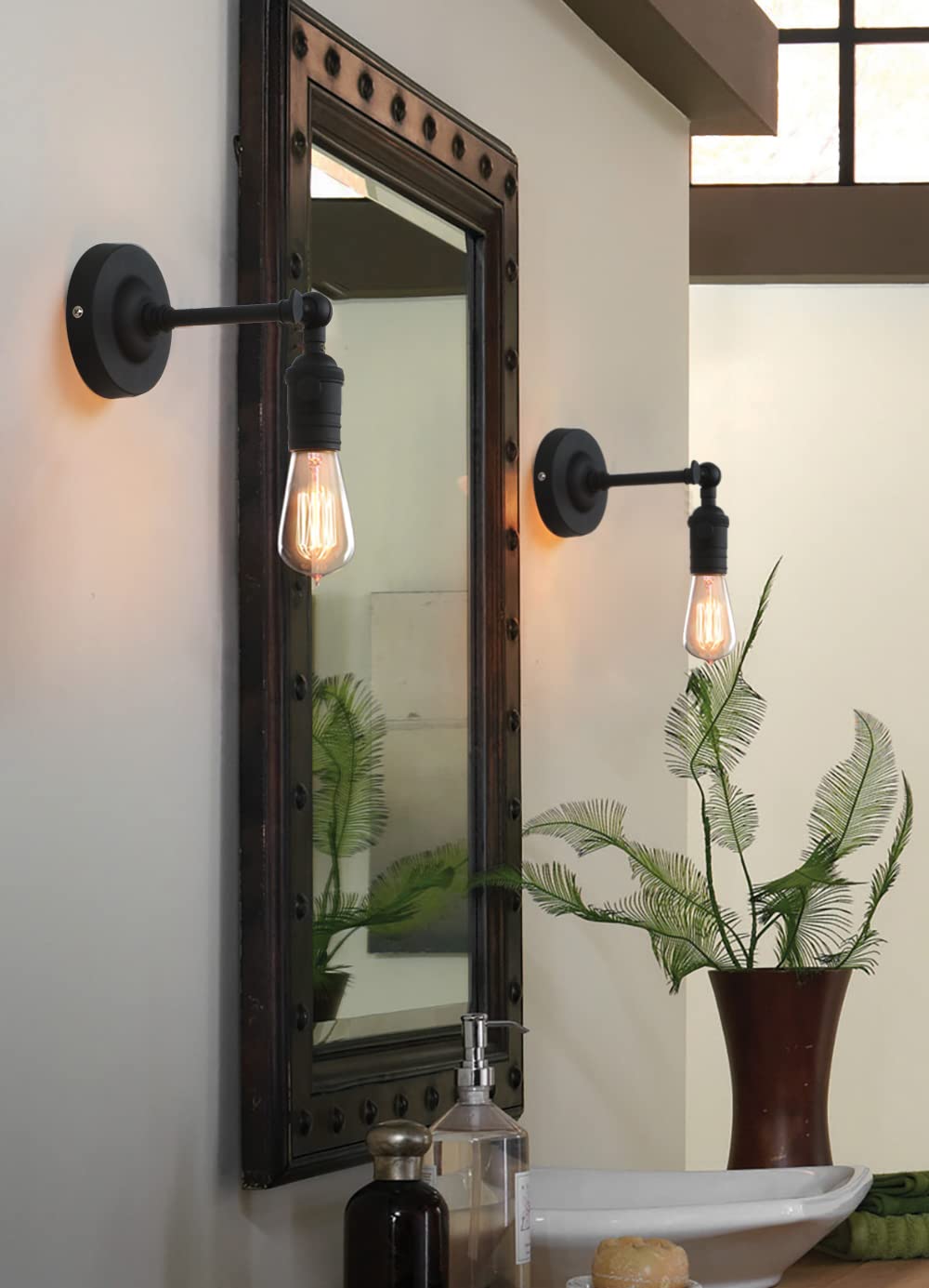 PERMO Industrial Mini Single Sconce Adjustable Simple Metal Wall Sconces Wall Mount Light Fixture, Hardwired, E26 Base, Gold