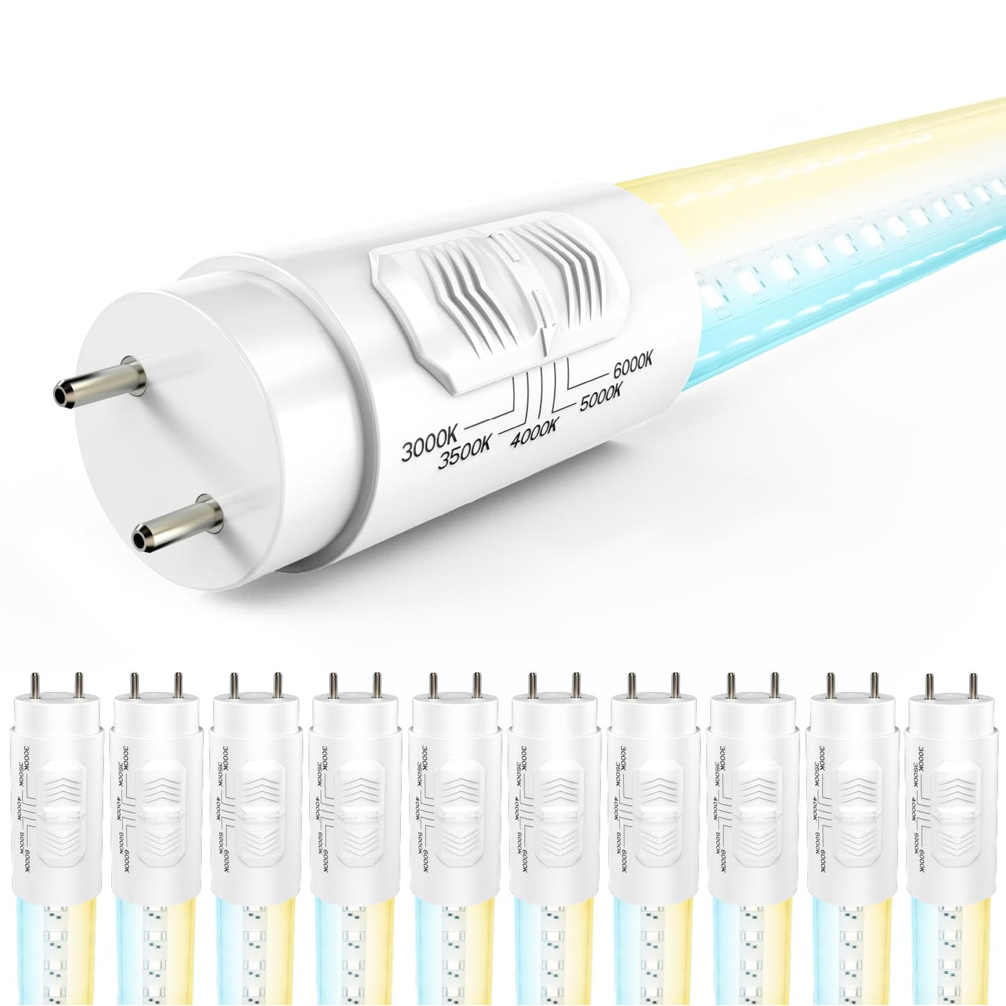 Sunco 10 Pack 4 Foot T8 LED Tube Light Bulbs, Ballast Bypass, 5CCT, 18W