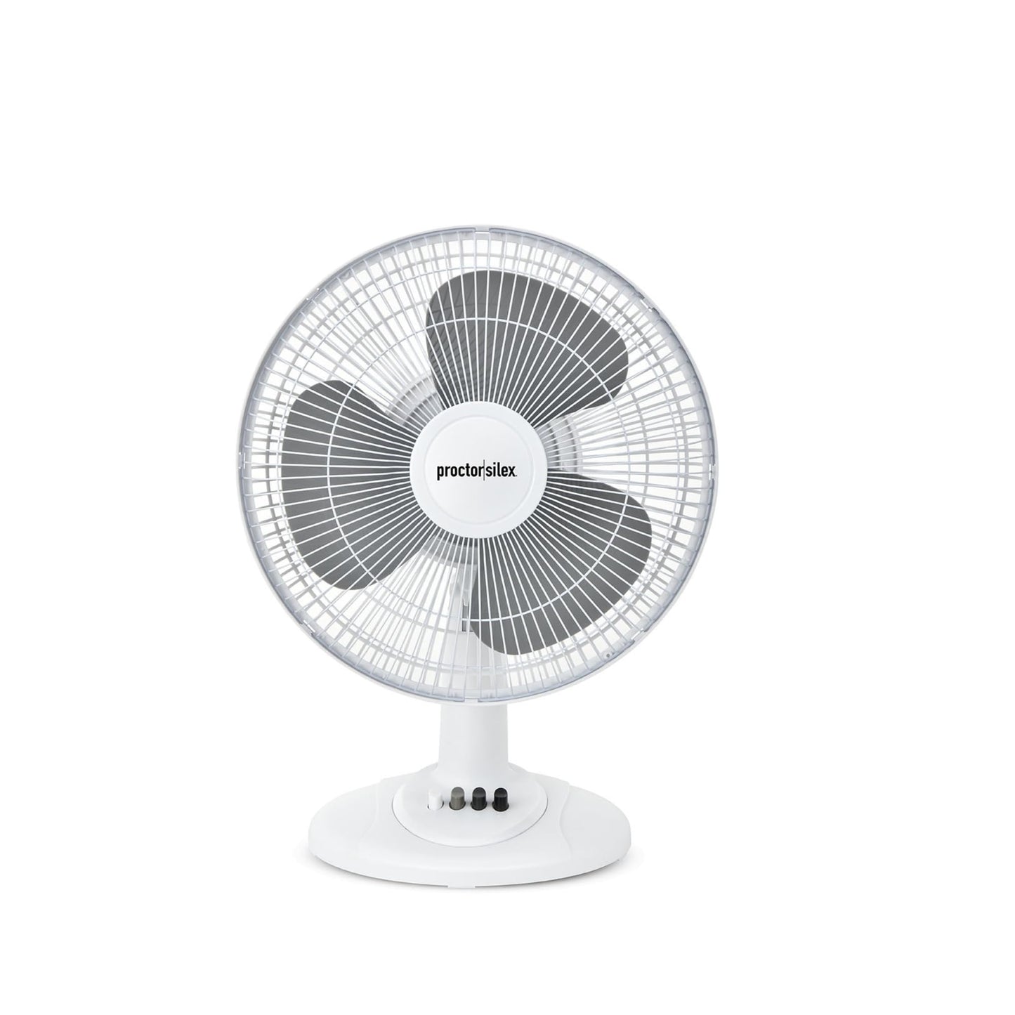 Proctor Silex 12-Inch Table Fan, 3-Speed Portable Desk Fan with Copper Motor, 3 Plastic Blades, Plastic Grill and Tube, 40W Electric Fan, 120V/60Hz